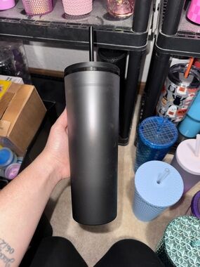 Matte Black Insulated Straw Tumbler - Sleek Everyday Drinkware